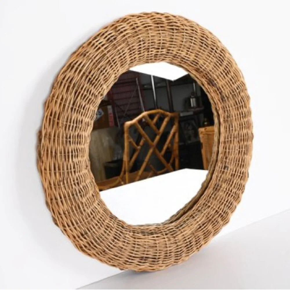 Round Rattan Wall Mirror -